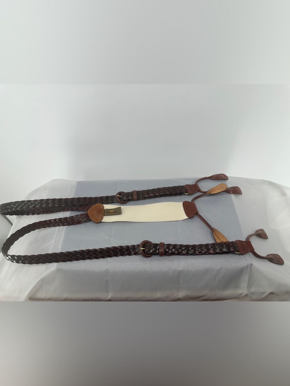 Trafalgar Christmas Holiday Suspenders Reindeer Wreath Leather Button Braces